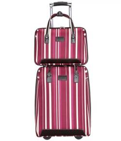 DRMEE Reisekoffer Oxford-Stoff-Gepäck, Verschleißfest, Codeschloss-Gepäck, Koffer, Streifen, 2-teiliger Trolley-Koffer Suitcase Rollkoffer (Color : A, Size : 2 Piece) von DRMEE