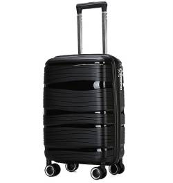 DRMEE Reisekoffer Reisekoffer Mit Spinnerrädern, Leichten Ergonomischen Griffen, Reisekoffer Suitcase Rollkoffer (Color : Black, Size : 20inch) von DRMEE
