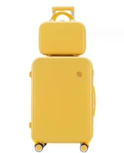 DRMEE Reisekoffer Robuster Hartschalen-Reisekoffer Mit Spinnerrädern, Leichtes Handgepäck Suitcase Rollkoffer (Color : Yellow, Size : 18in) von DRMEE