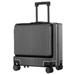 DRMEE Reisekoffer Vorne Öffnender Handgepäck-TSA-Zahlenschloss-Boarding-Koffer, Verstellbar Suitcase Rollkoffer (Color : B, Size : 18 inch) von DRMEE