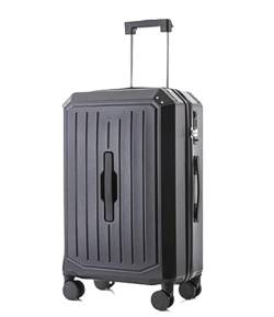 DRMEE Reisekoffer Wiederaufladbare Koffer Mit Getränkehalter, Koffer Mit Rollen, Anti-Fall-Gepäck Suitcase Rollkoffer (Color : Black, Size : 24 in) von DRMEE