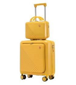 DRMEE Reisekoffer Zweiteiliges Kofferset, Codierter Boarding-Koffer, 18-Zoll-Trolley, Leichter Koffer Suitcase Rollkoffer (Color : C, Size : 14+18in) von DRMEE