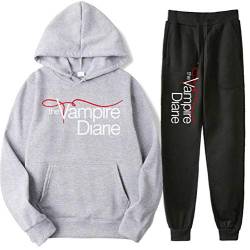 The Vampire Diarie Hoodie + Trousers Set, Unisex TV Series Print Two-Piece Leisure Suit for Women von DROLA