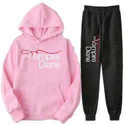 The Vampire Diarie Hoodie + Trousers Set, Unisex TV Series Print Two-Piece Leisure Suit for Women von DROLA