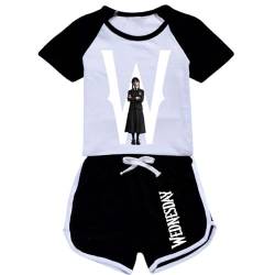 Kinder Wednesday T-Shirt Shorts Set 100% Baumwolle Tops Tee Casual Loose Fit Unisex Homewear Kostüm Kleidung für Kinder Jungen Mädchen von DROLA
