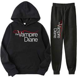 The Vampire Diaries Hoodie + Trousers Set, Unisex TV Series Print Two-Piece Leisure Suit for Women von DROLA