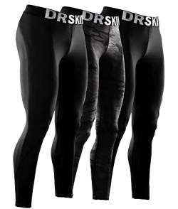 DRSKIN Kompressions-Sporthose 1er-3er-Pack, trocken, kühl, Baselayer, Joggen, Leggins, Yoga (1er-, 2er- oder 3er-Pack), Herren, Classic (B01 2p+mbb02 1p), Large von DRSKIN