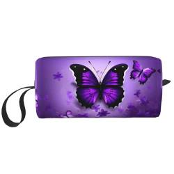 DRTGEDS Kleine Mini-Reise-Make-up-Tragetasche, Kosmetiktasche, tragbare Elektroniktasche, niedliche Schmetterlinge, Violett, Schöne lila Schmetterlinge, Einheitsgröße von DRTGEDS