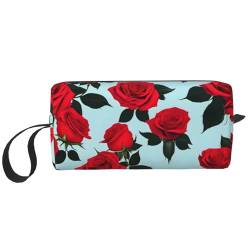DRTGEDS Kleine Tasche mit Reißverschluss, Mini-Reise-Make-up-Tragetasche, Kosmetiktasche, tragbare Elektronik, rote rose, Einheitsgröße von DRTGEDS