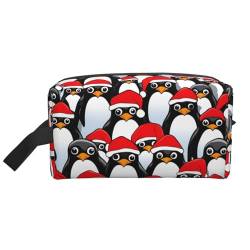 DRTGEDS Kulturbeutel für Herren, Motiv: Weihnachts-Pinguine, tragbare Reise-Kulturbeutel, Rasiertasche, kleine Tasche, Weihnachtspinguine, Einheitsgröße von DRTGEDS