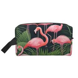 DRTGEDS Kulturbeutel für Herren, Motiv: pinker Flamingo, Sukkulenten, tragbare Reise-Kulturbeutel, Rasiertasche, kleine Tasche, Pink Flamingo Sukkulenten 1, Einheitsgröße von DRTGEDS