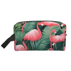 DRTGEDS Kulturbeutel für Herren, Motiv: pinker Flamingo, Sukkulenten, tragbare Reise-Kulturbeutel, Rasiertasche, kleine Tasche, Pink Flamingo Sukkulenten Pflanzen 2, Einheitsgröße von DRTGEDS