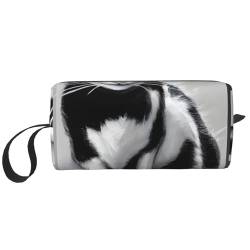DRTGEDS Schwarze und weiße Katzen-Reißverschlusstasche, Mini-Reise-Make-up-Tragetasche, Kosmetiktasche, tragbare Elektronik, Schwarze und weiße Katzen, Einheitsgröße von DRTGEDS