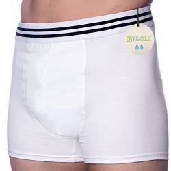 DRY & COOL Tages Inkontinenzhosen für Männer | Unterwäsche | Waschbar | Absorbierende Einlage | White | 3X-Large von DRY & COOL