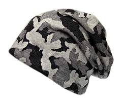 Camouflage Beanie Mütze Haube Herren Damen Strickmütze Unisex (Grau) von DS-70