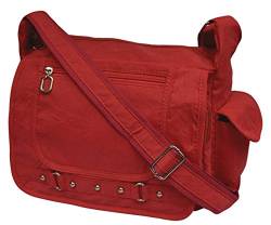 DS-70 Sportlische Damen Schultertasche Umhängetasche Handtasche Stofftasche Bag Crossover 545 Rot 30 x 20 x 12 von DS-70