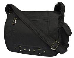 Leichte Sportlische Damen Schultertasche Umhängetasche Handtasche Stofftasche Bag Crossover (Schwarz) von DS-70