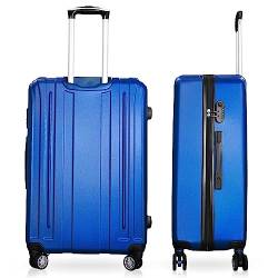 DS-Lux Hochwertigen Reisekoffer Koffer Hartschalen-Koffer Trolley Rollkoffer Handgepäck ABS-Kunststoff mit TSA-Schloss, 4 Spinner Rollen, (S-M-L-Set), Farbe: Blau, Größe: L von DS-Lux