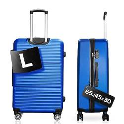 DS-Lux Hochwertigen Reisekoffer Koffer Hartschalen-Koffer Trolley Rollkoffer Handgepäck ABS-Kunststoff mit TSA-Schloss, 4 Spinner Rollen, (S-M-L-Set), Farbe: Blau, Größe: L von DS-Lux