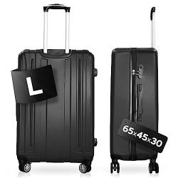 DS-Lux Hochwertigen Reisekoffer Koffer Hartschalen-Koffer Trolley Rollkoffer Handgepäck ABS-Kunststoff mit TSA-Schloss, 4 Spinner Rollen, (S-M-L-Set), Farbe: Schwarz, Größe: L von DS-Lux