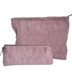 DSDFIDn Make-up-Tasche für Damen, mit Reißverschluss, groß, einfarbig, Reise-Kulturbeutel, Reise-Kosmetiktasche, Kulturbeutel, Waschbeutel, 2 Stück, pure-pink von DSDFIDn
