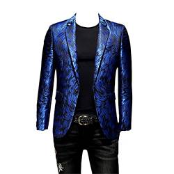 DSDFSVEW Luxus Herren Bühne Outfit, Performance Metall Gold Garn Casual Suit Bleazer Männer Traje De Hombre, blau, 2XL von DSDFSVEW