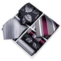 3er-Pack Geschenkbox Herren-Krawatten-Set Geschenk for Männer 8 cm Business Seidenkrawatte Einstecktuch Manschettenknöpfe Krawattenklammer Hochzeit von DSHIOP