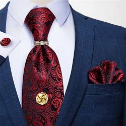 Herren Krawatte Krawattenring Einstecktuch Manschettenknöpfe Krawattennadel Geschenk for Herren Business Party Krawatte von DSHIOP
