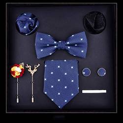 Krawatten for Männer, Seide, Schmetterling, Fliege, Designer-Manschettenknöpfe, Anstecknadel, Krawattenklammern, Set in schöner Geschenkbox (Color : C) von DSHIOP