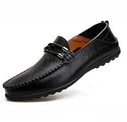 DSKK Mokassins Herren Leder Slip On Fahren Schuhe Leicht Weich Loafers Handgefertigt Flache Business Schuhe Herrenschuhe (45,1#,EU Schuhgrößensystem,Erwachsene,Numerisch) von DSKK