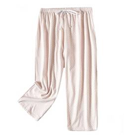 Damenhose Bedruckt mit Schnürung Pyjamahose Damen Schlafanzughose Baumwolle Pyjamahose 3/4 Lang Hose Pants für Home (Rosa,3XL) von DSKK