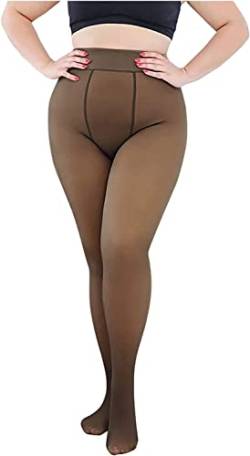 Thermostrumpfhose für Damen, Damen Thermo Strumpfhose mit Gefütterte, Winter Schwarz Gefälschte Durchscheinend Plüschstrümpfe Pantyhose Warmer Leggings (S-M) von DSLIHA