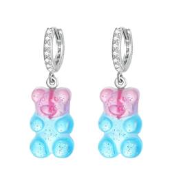 DSOUWEH Bunte Tier Gummibärchen Ohrringe, kreative und farbenfrohe Accessoires, silberne minimalistische Cartoon Ohrhaken für Frauen von DSOUWEH