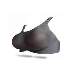 DSOUWEH Verstellbarer Brustprothesen BH mit künstlichen Brüsten, 500–1400 g, Abnehmbarer, hautfreundlicher, exquisiter A D Cup BH für neuartige Kostüme, Schwarz, Männer/D Cup von DSOUWEH