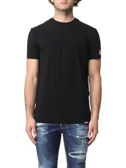 DSQUARED2 Schwarzes T-Shirt mit Patch Logo Fuchsia für Herren, Schwarz , Small von DSQUARED2