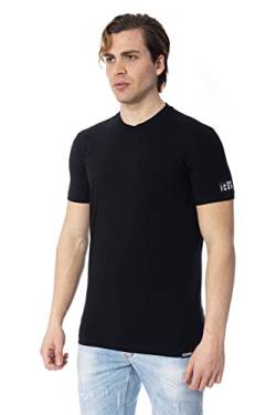 DSQUARED2 T-Shirt für Herren, Schwarz, lässig, mit Logo-Patch Icon auf dem Ärmel, Schwarz , Small von DSQUARED2