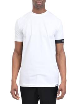 DSQUARED2 Weißes T-Shirt für Herren mit elastischem Band am Ärmel, Weiß, X-Small von DSQUARED2