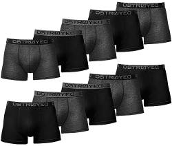 DSTROYED ® Boxershorts Herren 10er Pack S-5XL Unterhosen Männer Unterwäsche Men (5XL, 516e 10er Set Anthrazit-Schwarz) von DSTROYED