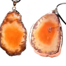 DSXJEZNJ natural stone pendant 1 stück Natürliche Achat Tabletten Anhänger Bunte Edelstein Quarz Erz Probe for Männer Frauen Schmuck Mode Souvenir (Color : Orange, Size : 1pc height 1.97-2.36in) von DSXJEZNJ