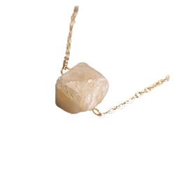 DSXJEZNJ natural stone pendant 23 Stein Natürlicher Turmalin Fluorit Edelsteine ​​Nugget Chunky Perlen Anhänger Goldketten Frauen Edelsteine ​​Halskette (Color : 1 Citrine, Size : One Size) von DSXJEZNJ