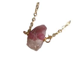 DSXJEZNJ natural stone pendant 23 Stein Natürlicher Turmalin Fluorit Edelsteine ​​Nugget Chunky Perlen Anhänger Goldketten Frauen Edelsteine ​​Halskette (Color : 14 Pink Tourmaline, Size : One Size) von DSXJEZNJ