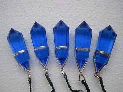 DSXJEZNJ natural stone pendant A5 Lab-Grown Blue Vogel Style Kristall 12-seitiger Zauberstab-Anhänger Silber von DSXJEZNJ