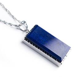 DSXJEZNJ natural stone pendant Natürlicher blauer Lapislazuli-Edelstein-Rechteck-Halsketten-Anhänger 35x22x4mm von DSXJEZNJ