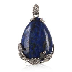 natural stone pendant 1pc Vintage Natürlicher Quarz Kristall Stein Wassertropfen Edelstein Halskette Anhänger DIY Geschenke Souvenir for Frauen ( Color : Lapis Lazuli , Size : 1pc 1.06*1.77in ) von DSXJEZNJ