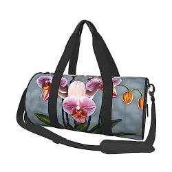 Blooming Orchids&* Round Large Capacity Foldable Duffel Bag for Women Men, Gym Tote, Sports Duffel., Schwarz , Einheitsgröße von DTGPRO