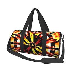 Burning Totem Round Large Capacity Foldable Duffel Bag for Women Men, Gym Tote, Sports Duffel., Schwarz , Einheitsgröße von DTGPRO