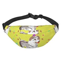 Cartoon-Hunde-Hüfttasche, Größe L, mit 3 Reißverschlusstaschen. Sie können Handys aller Größen für Outdoor-Übungen tragen., Schwarz , Einheitsgröße von DTGPRO