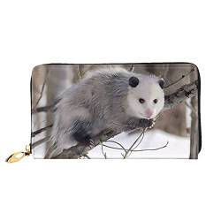 DTGPRO Opossum in Snow & Damen Geldbörse mit Reißverschluss und mehreren Kartenfächern. Münzfach mit Reißverschluss., Schwarz , Einheitsgröße von DTGPRO