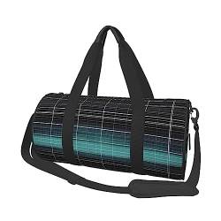 Dimensional Line Space Round Large Capacity Foldable Duffel Bag for Women Men, Gym Tote, Sports Duffel., Schwarz , Einheitsgröße von DTGPRO