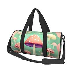 Dream Mushroom Round Large Capacity Foldable Duffel Bag for Women Men, Gym Tote, Sports Duffel., Schwarz , Einheitsgröße von DTGPRO